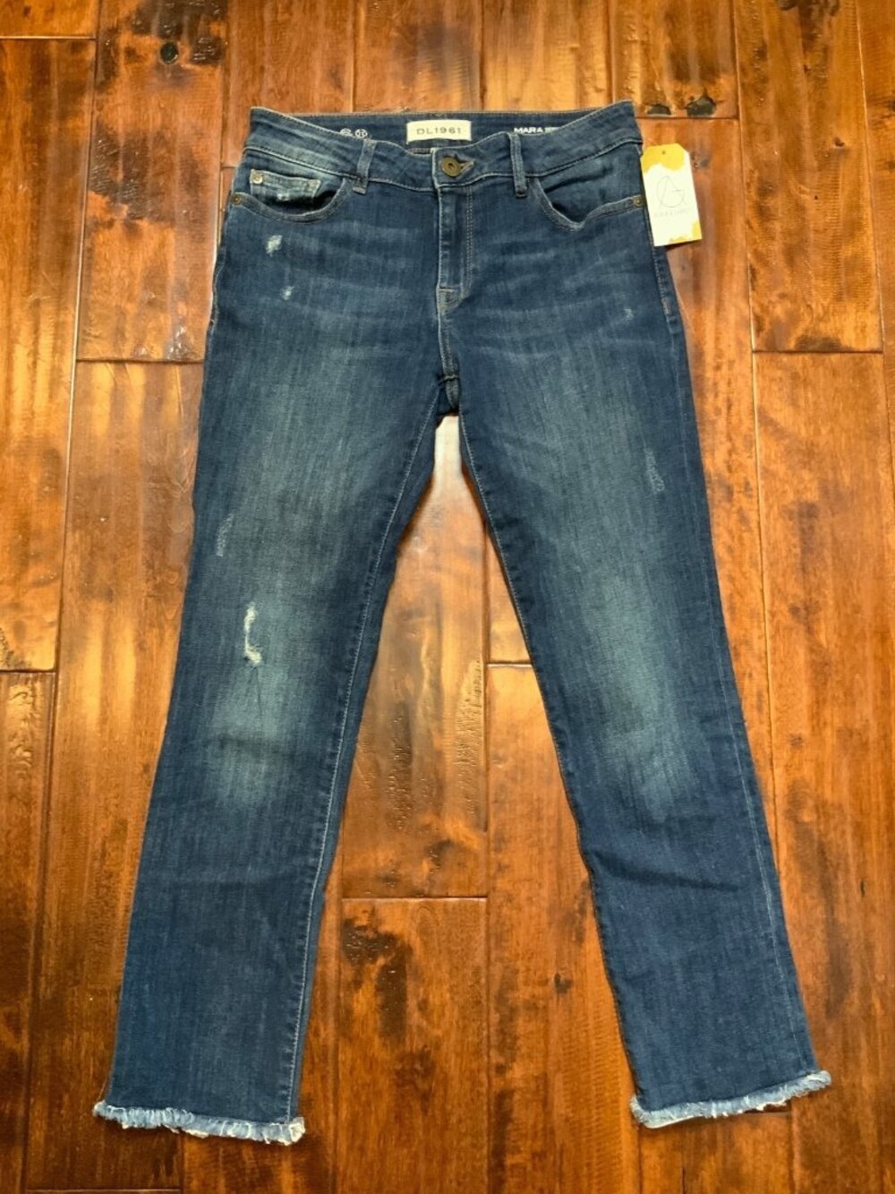 DL1961 Florence Medium Wash Mara Instasculpt Straight Ankle Blue Jeans, Size 27